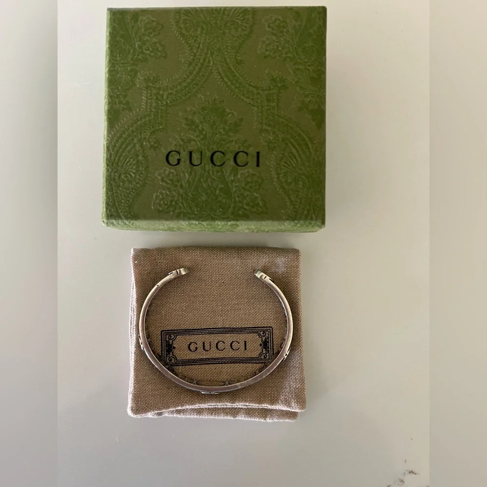 Gucci 925 Sterling Silver Enamel Intricate Cuff Bracelet - Picture 3 of 5